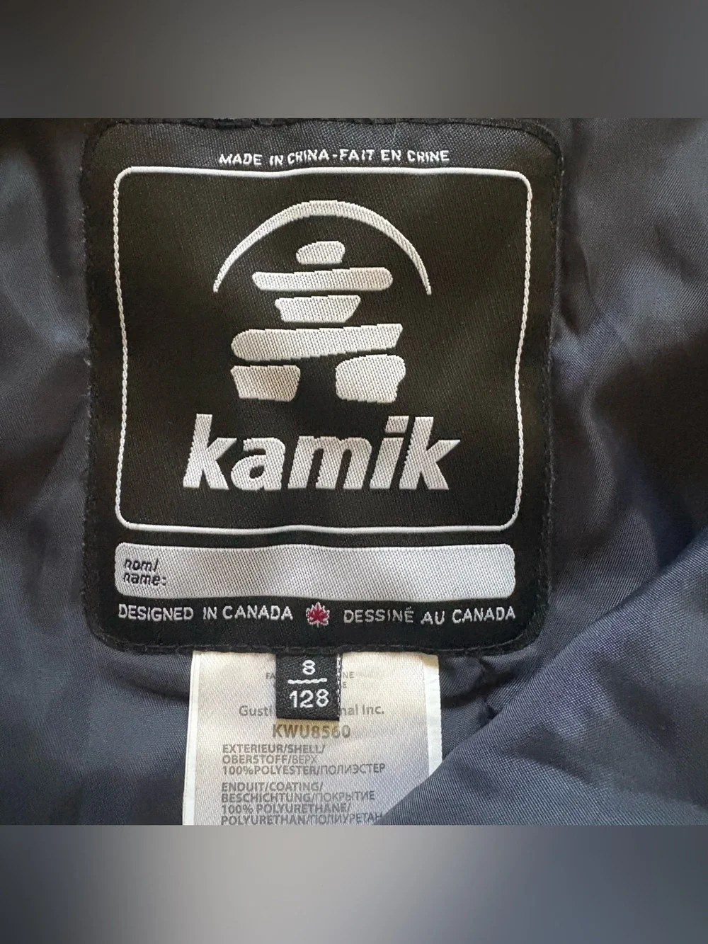 Kamik Kids Navy Snow Pants with Black Branded Suspenders